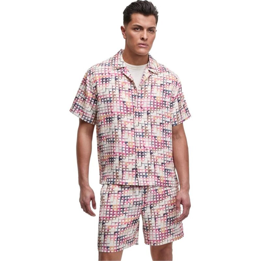 Mode Of One Mens Geo Print Button Up Shirt, NWT